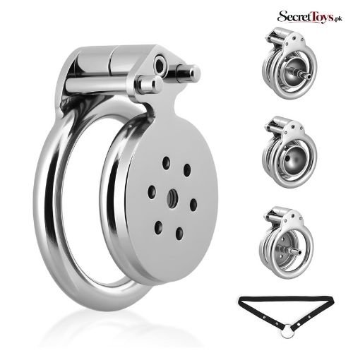 4 in 1 Stainless Steel Chastity Cage with Belt and Lock