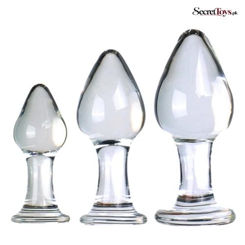 3Pcs Crystal Glass Small Medium and Large Anal Plug Set