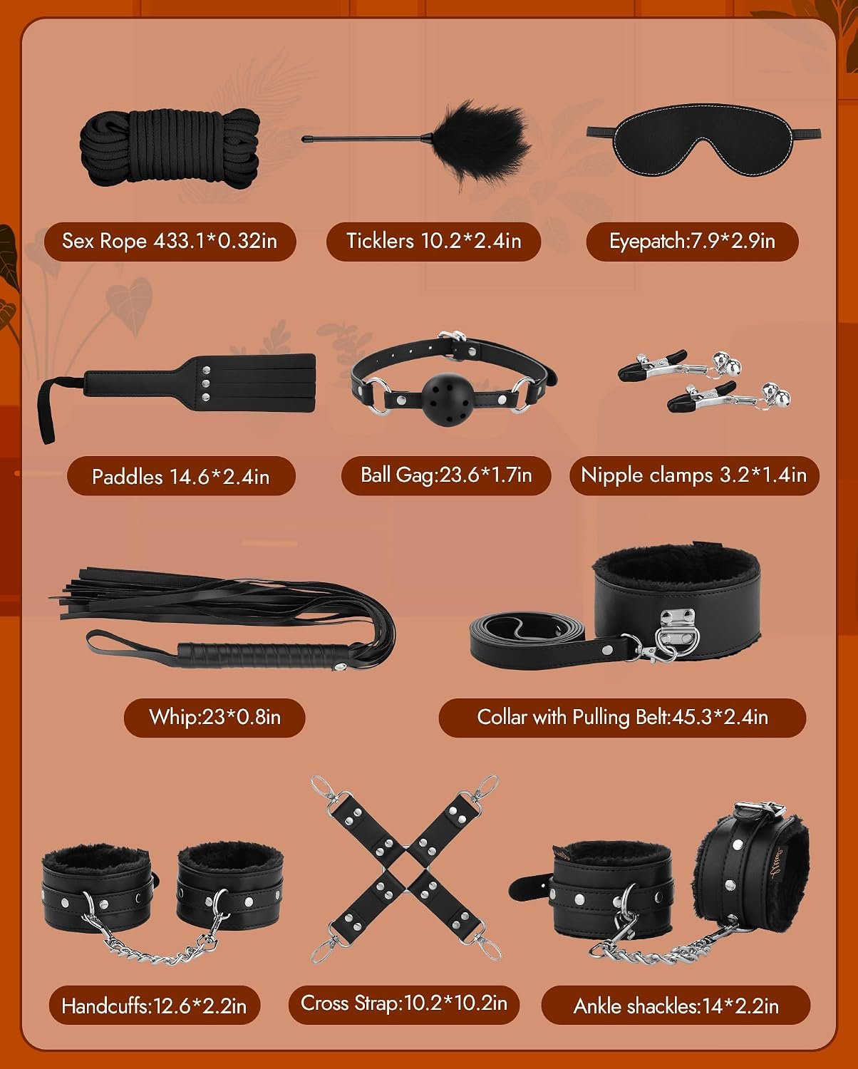 11 Pcs BDSM Bondage Kit Sex Toys for Beginner with Handcuffs thumbnail 2