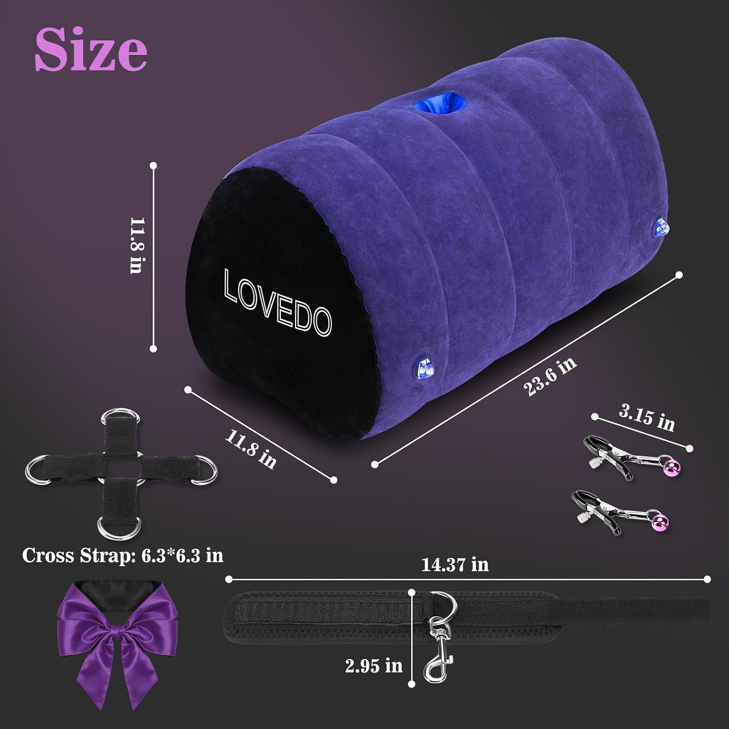 8 Pcs BDSM Sex Pillow and Bondage Cushion with Cuffs thumbnail 2