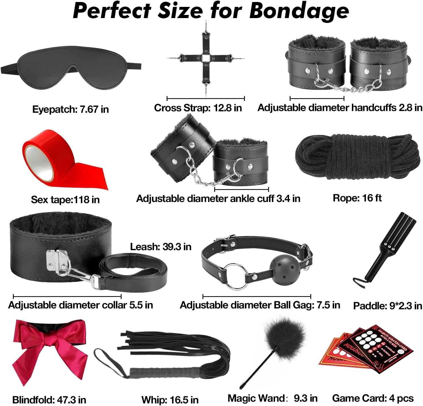 36 Pcs BDSM Bondage Restraint Kit for Couples thumbnail 2