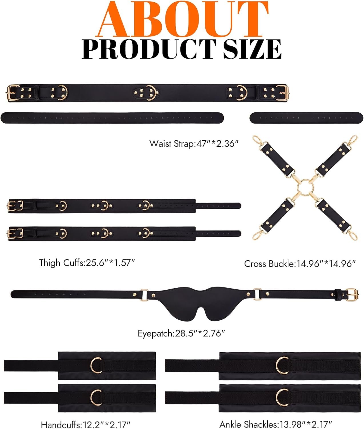 6 Pcs BDSM Bondage Restraint Kit with Handcuffs thumbnail 3