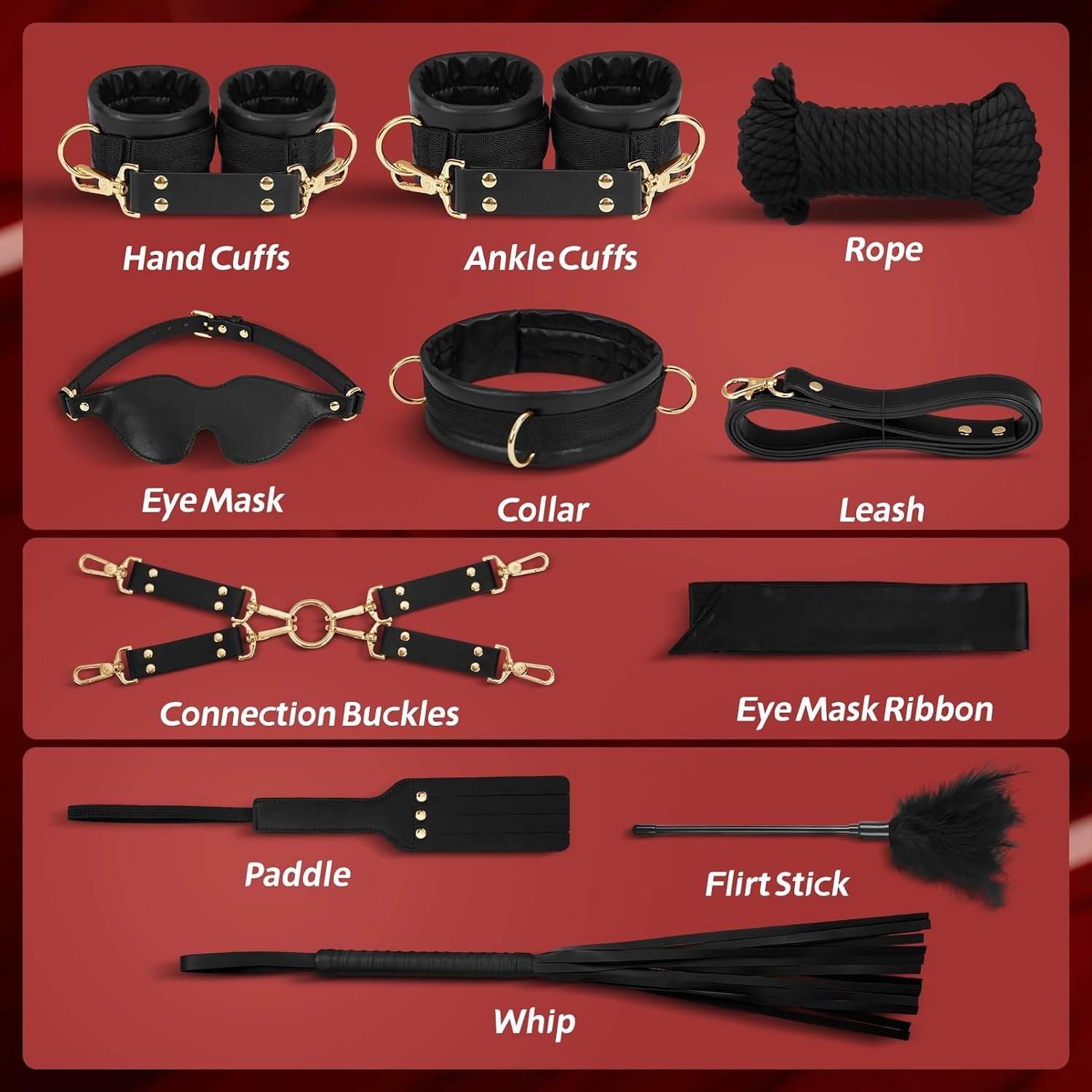 21 PCS BDSM Bondage Restraint Kit with Adjustable Wrist thumbnail 2