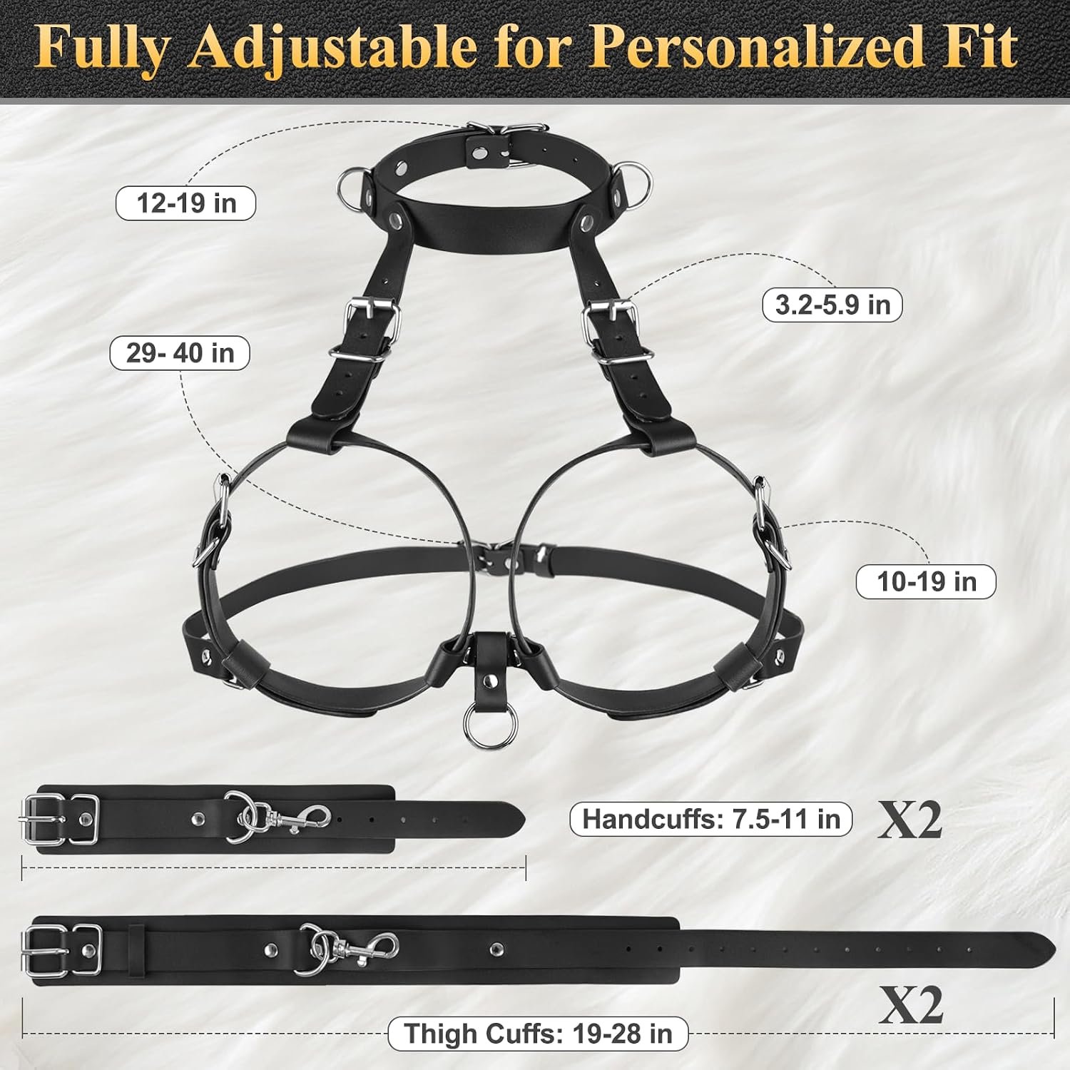 BDSM Bondage Restraint Kit with Adjustable Ankle Cuffs thumbnail 2