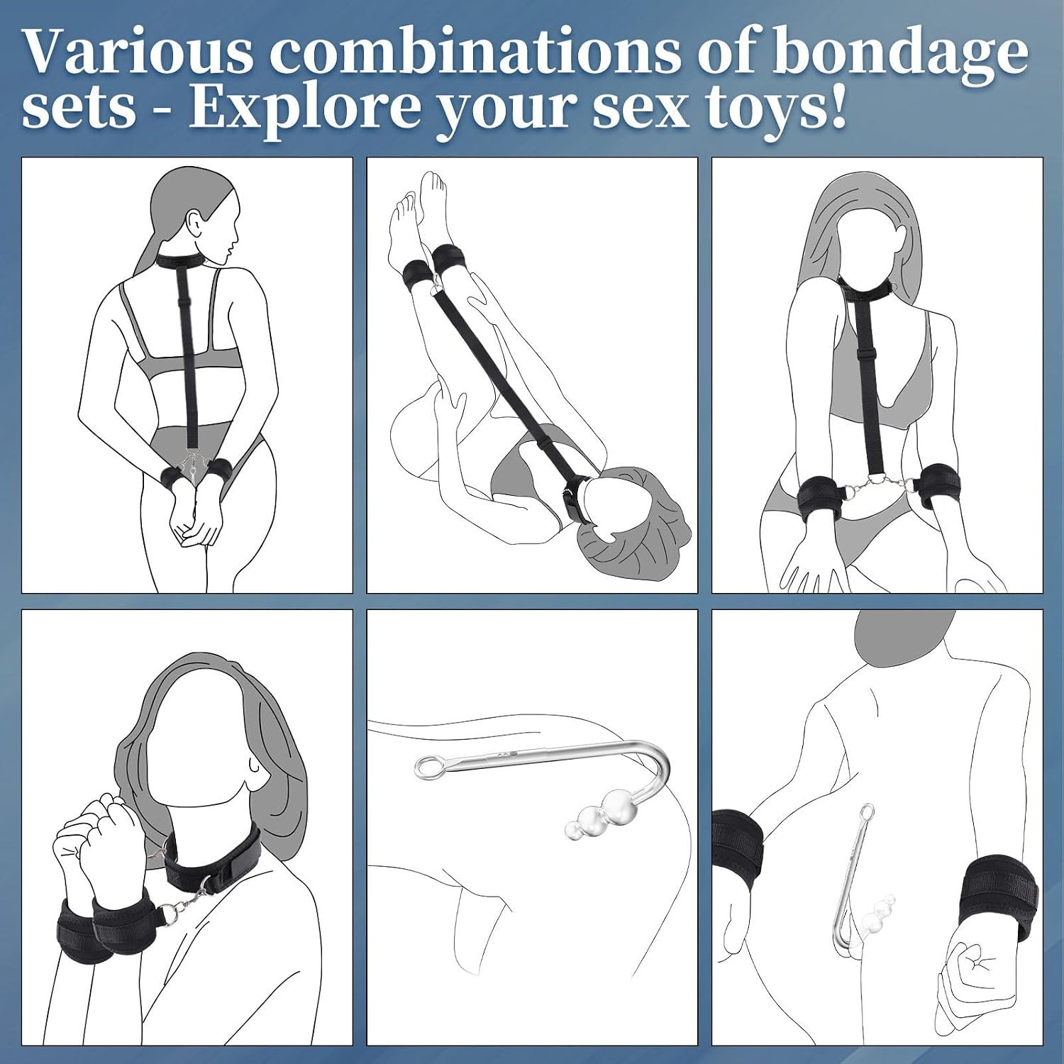 Vibrating BDSM Restraint Kit with Adjustable Wrist Handcuffs thumbnail 3