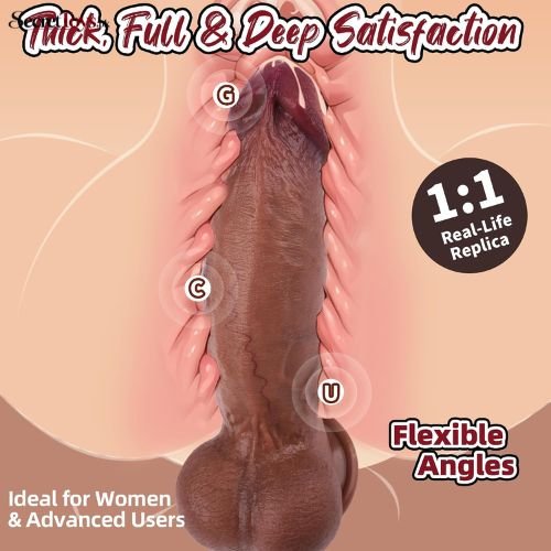 8 Inch Thick Realistic Silicone Dildo with Suction Cup thumbnail 3