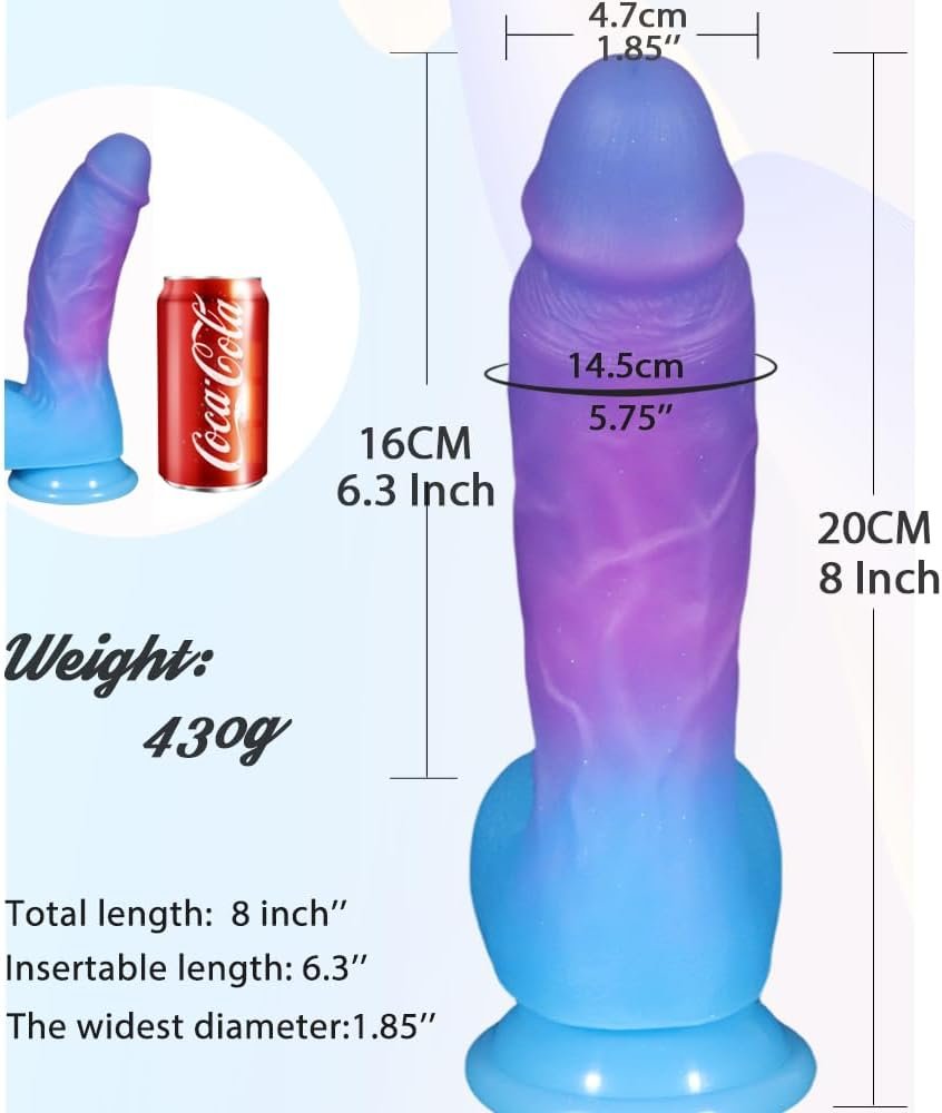 8 Inch Realistic G Spot Silicone Dildo with Strong Suction Cup thumbnail 2