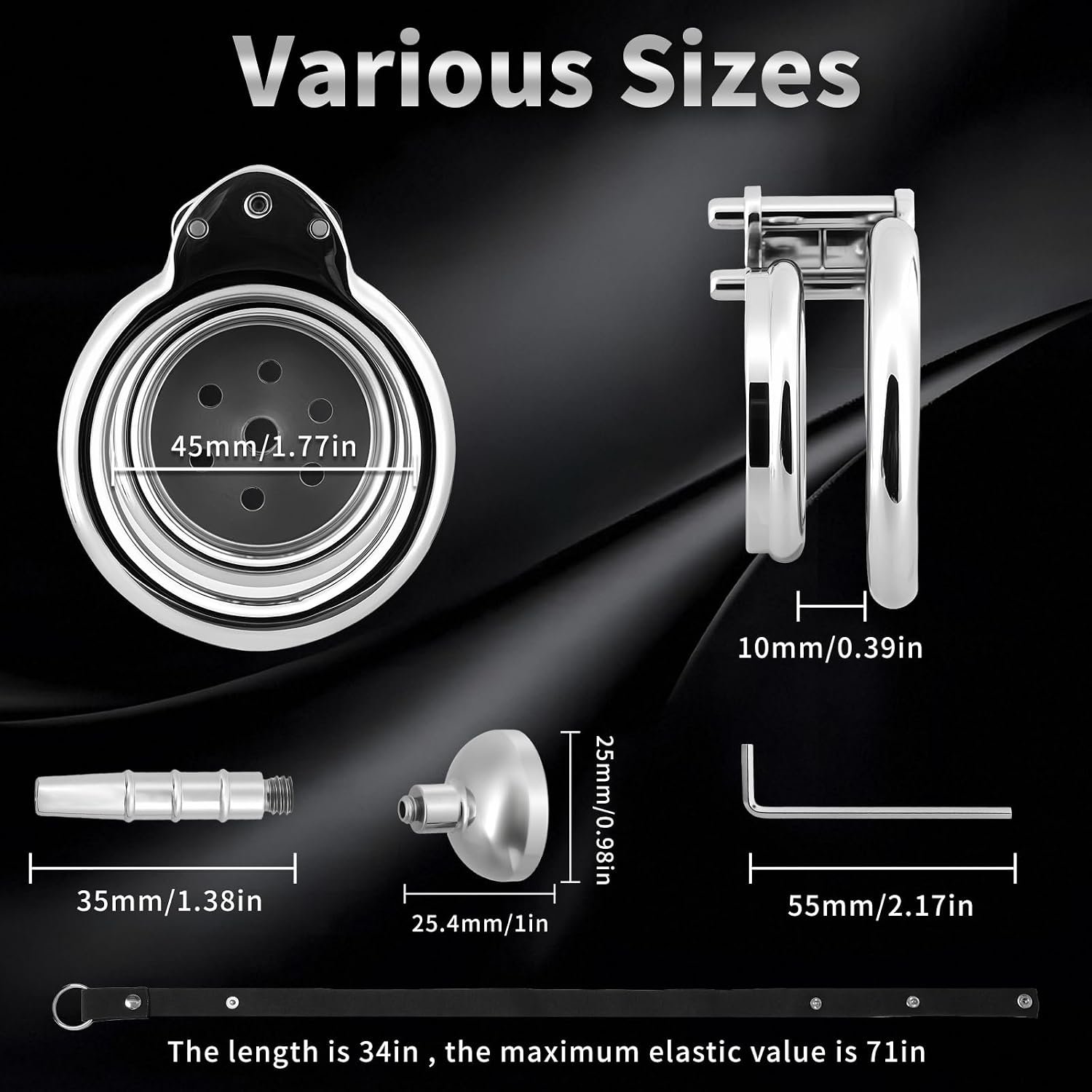 4 in 1 Stainless Steel Chastity Cage with Belt and Lock thumbnail 2