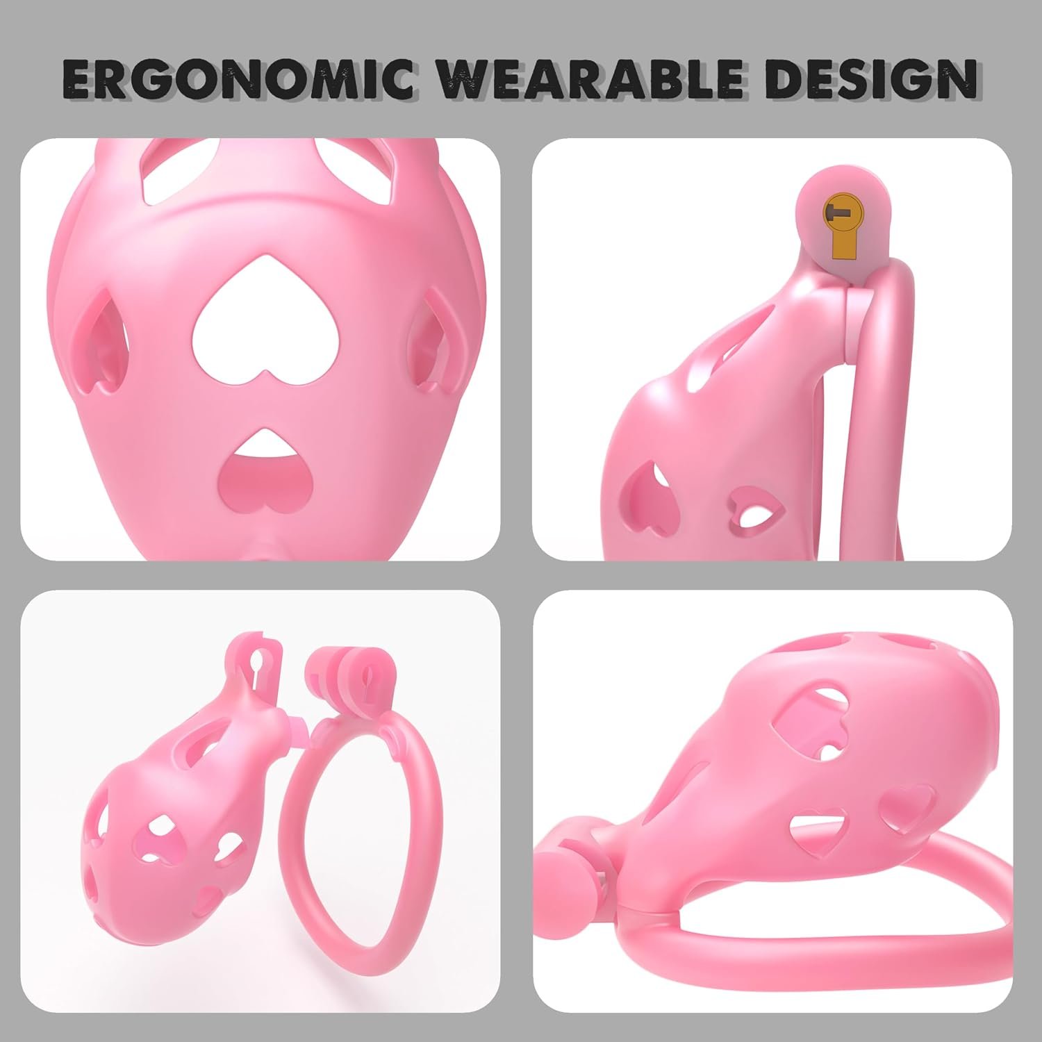 Resin Chastity Cage for Men with 4 Adjustable Rings thumbnail 2