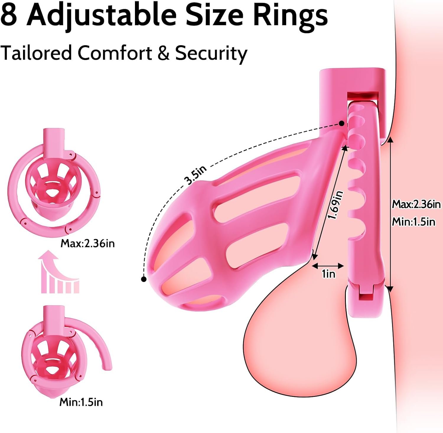 Lightweight Male Chastity Cage with 8 Size Adjustable Ring thumbnail 3