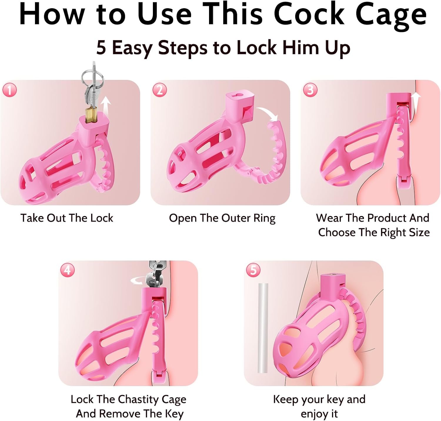 Lightweight Male Chastity Cage with 8 Size Adjustable Ring thumbnail 2