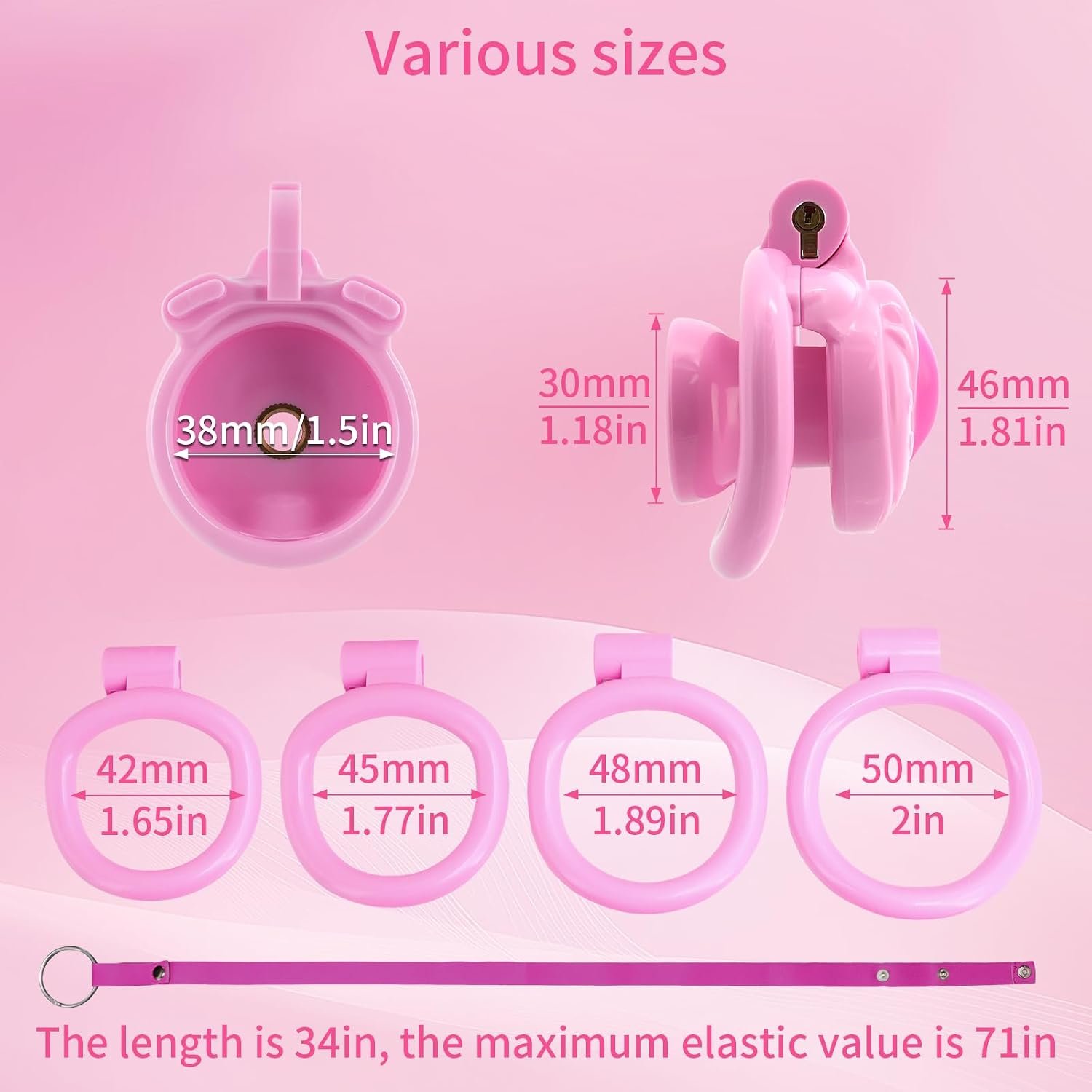Resin Inverted Chastity Cage with 3 Adjustable Rings thumbnail 3