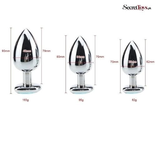 3Pcs Metal Anal Plug Set with Heart Shaped Jewelry Base thumbnail 3