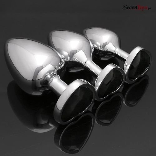 3Pcs Luxury Heart Shaped Metal Anal Plug Set thumbnail 2