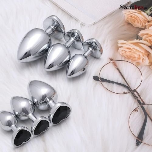 3Pcs Luxury Heart Shaped Metal Anal Plug Set thumbnail 3