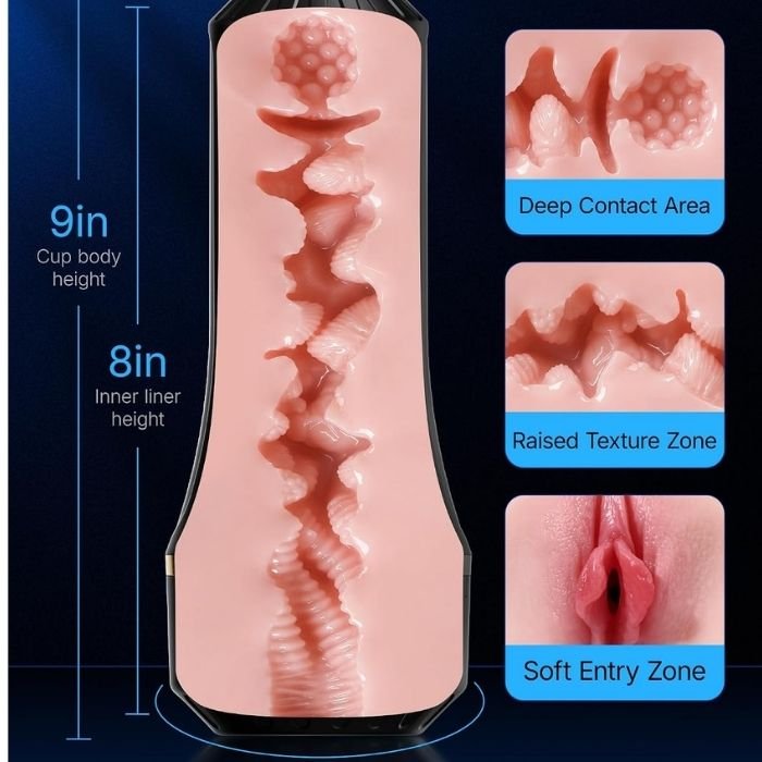 8 Inch Pocket Pussy Male Masturbator Soft TPE thumbnail 2