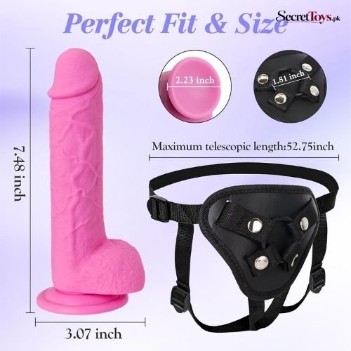 Silicone Strap On Dildo with Adjustable Harness Kit thumbnail 2