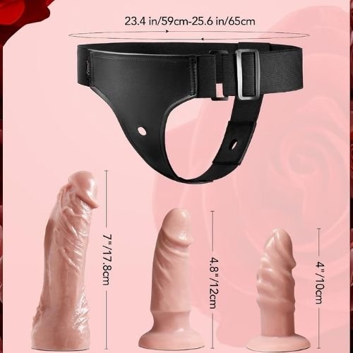 UTIMI Strap On Harness Set with 3 Silicone Dildos thumbnail 3