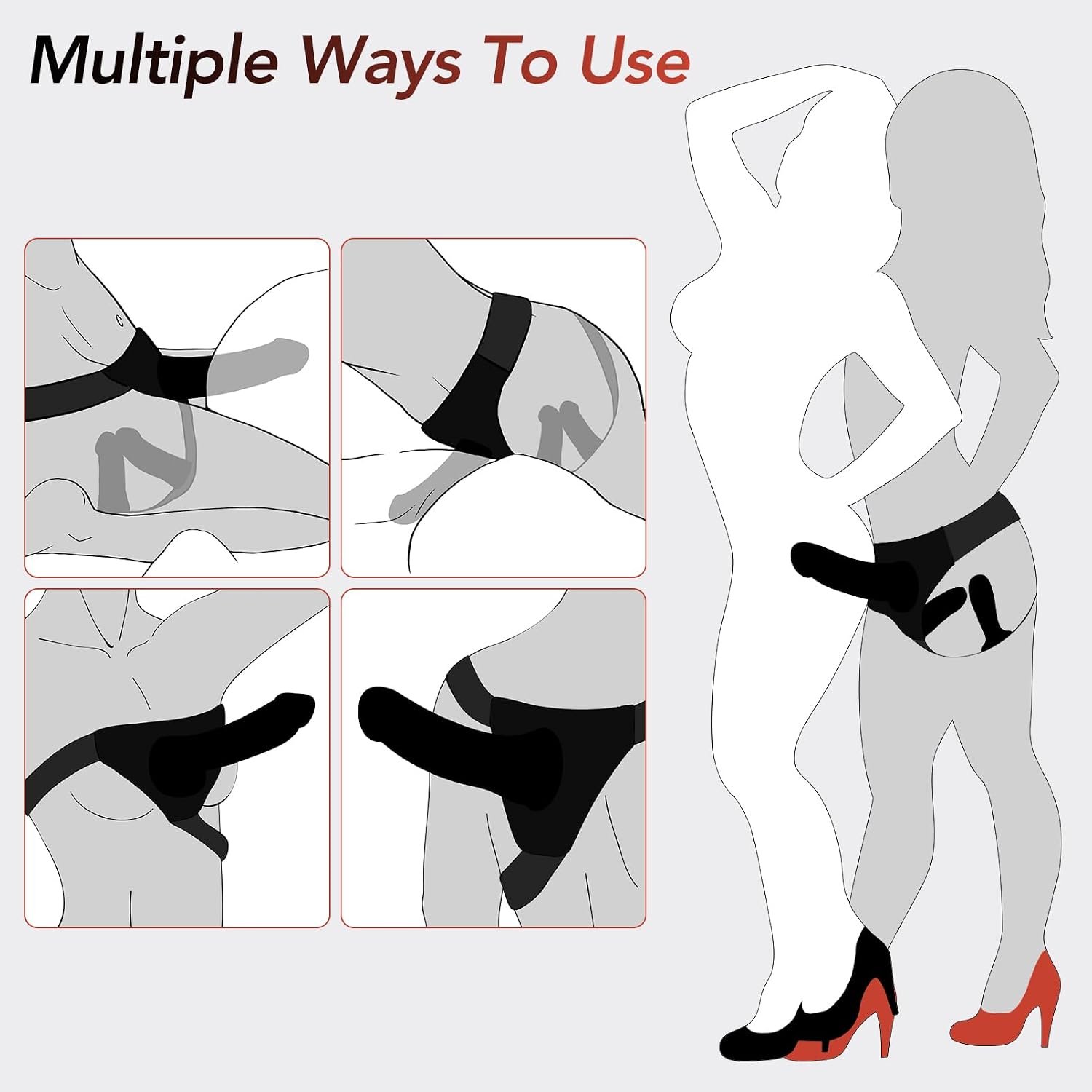 3 Silicone Strap On Dildo Set with Adjustable Harness thumbnail 3