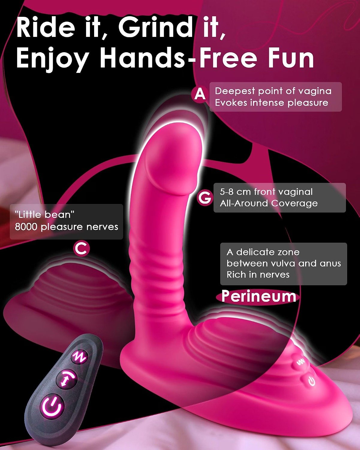 Riding Thrusting Dildo Vibrator with Remote Control thumbnail 3