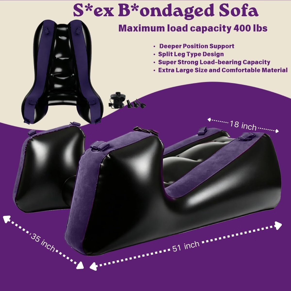 Inflatable BDSM Sex Sofa with Electric Air Pump thumbnail 3