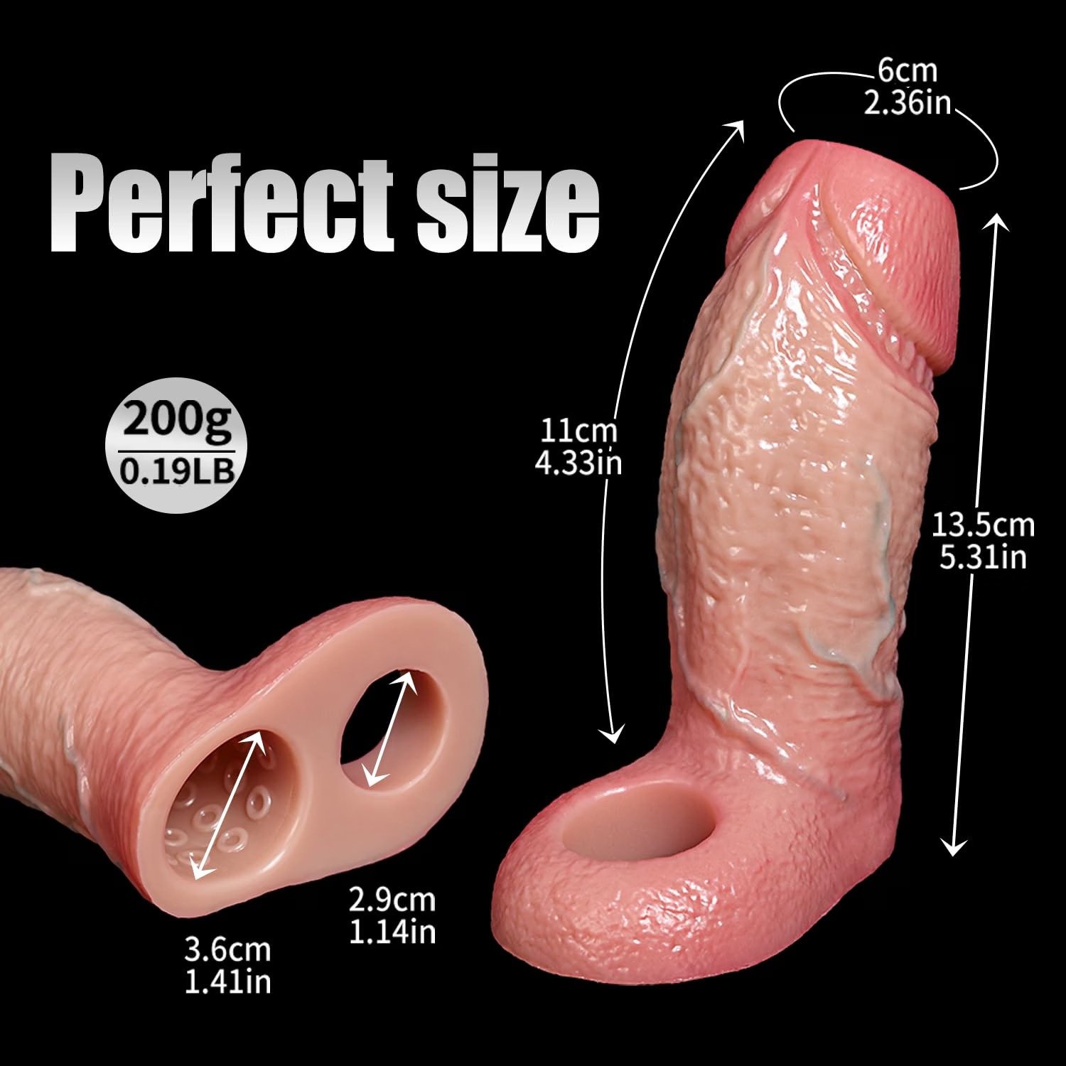 6 Inch Girth Penis Silicone Sleeve for Men thumbnail 3
