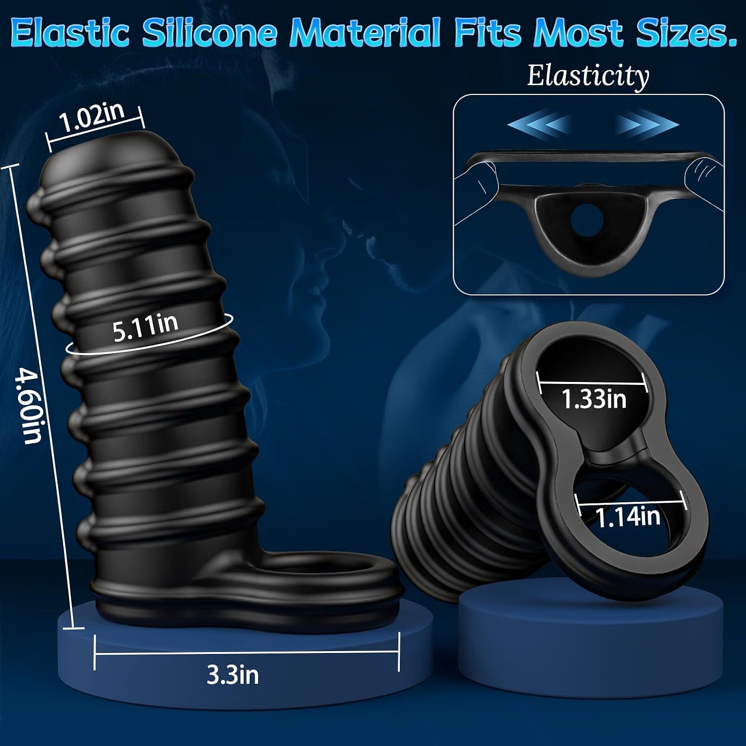3D Textured Silicone Penis Sleeve for Men thumbnail 3