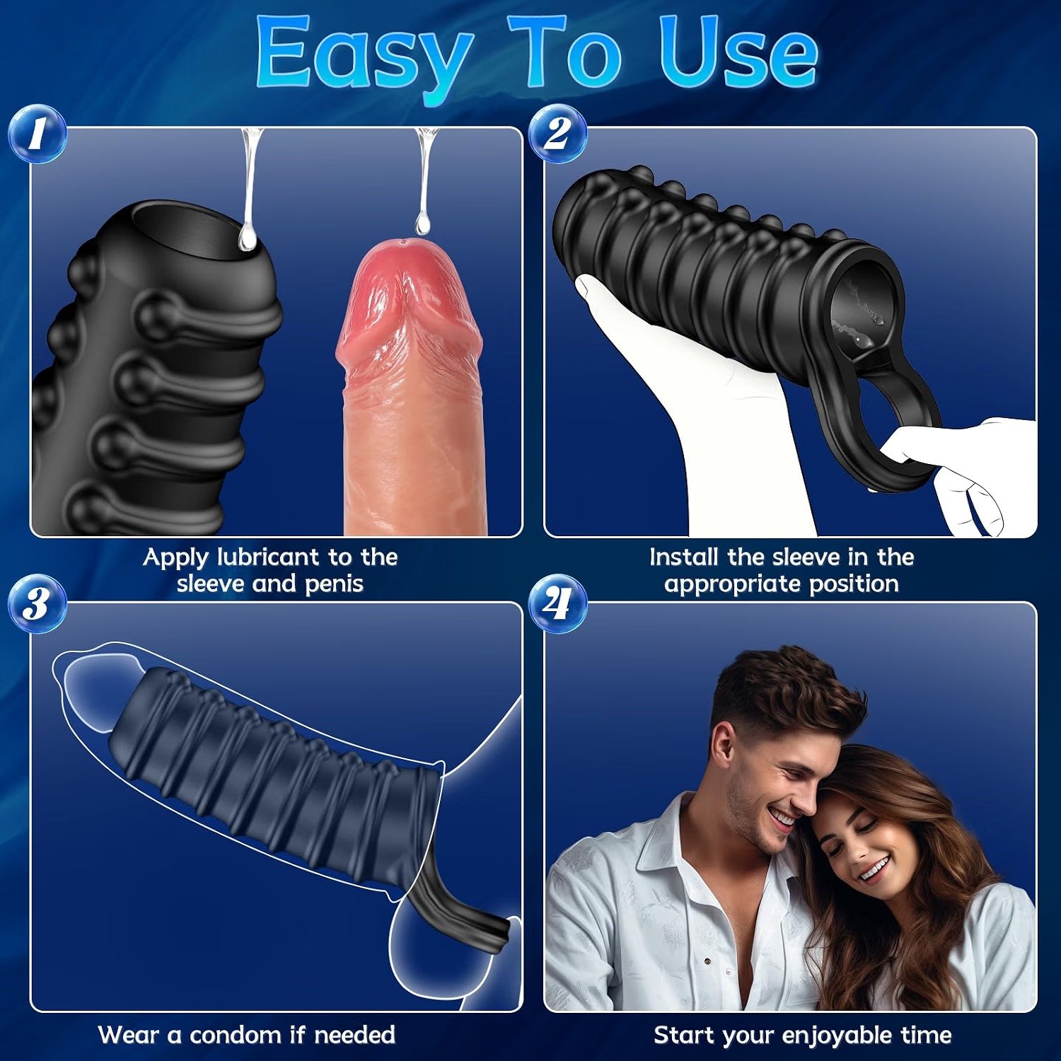 3D Textured Silicone Penis Sleeve for Men thumbnail 2