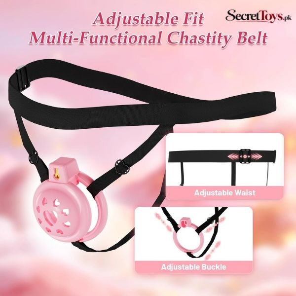 Silicone Flat Chastity Cage with Belt thumbnail 2