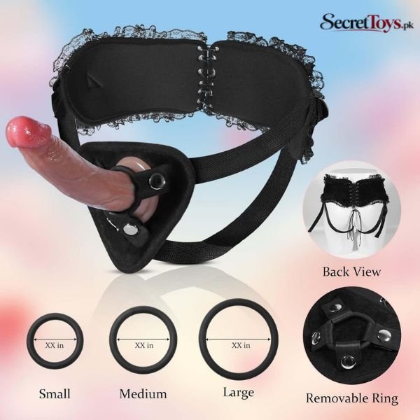 Adjustable Lace Harness Strap On Dildo thumbnail 2