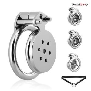 4 in 1 Stainless Steel Chastity Cage with Belt and Lock