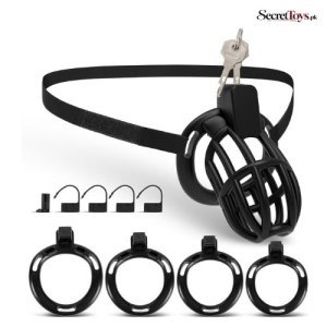 Adjustable Male Chastity Cage with 4 Size Rings