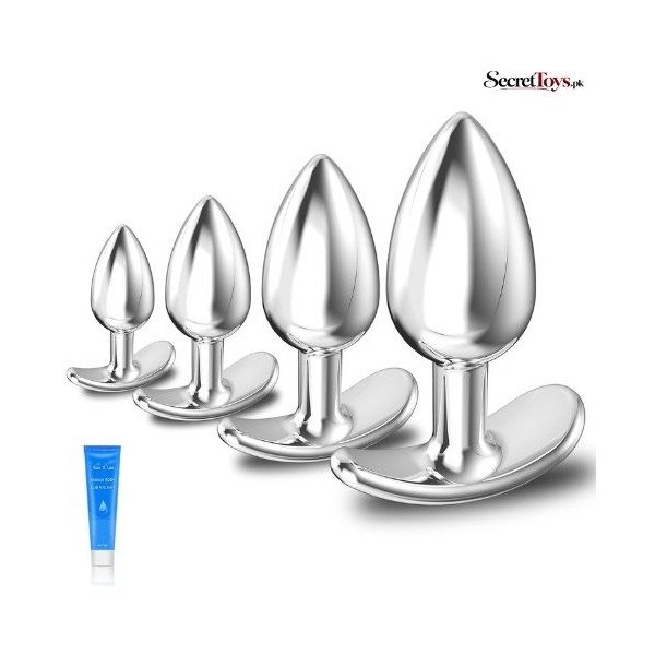 4Pcs Anal Plug Training Kit with Flared Base