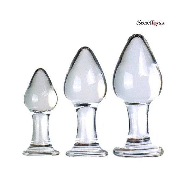 3Pcs Crystal Glass Small Medium and Large Anal Plug Set