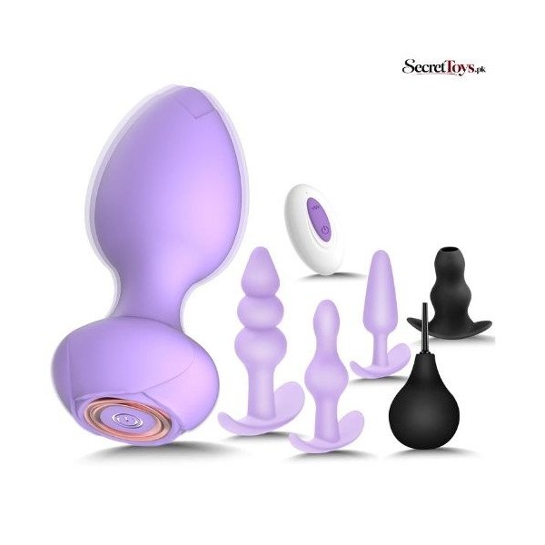 6 Piece Silicone Anal Plug Training Kit with Remote Control